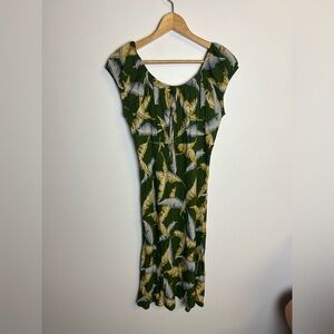 Hibiscus Collection Hawaiian Green-Yellow Women Mini Dress‎ Size XL Hotel resort